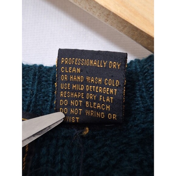 VTG Eddie Bauer Wool Cable Knit Fisherman Sweater Womens XL Crewneck Preppy 90s - Picture 8 of 8